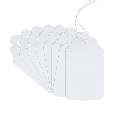 200Pcs White Paper Blank Tags with String, Paper Hang Lace Writable Label, Display Tags for Holiday Bag Clothing 2.75 x 1.57 Inches