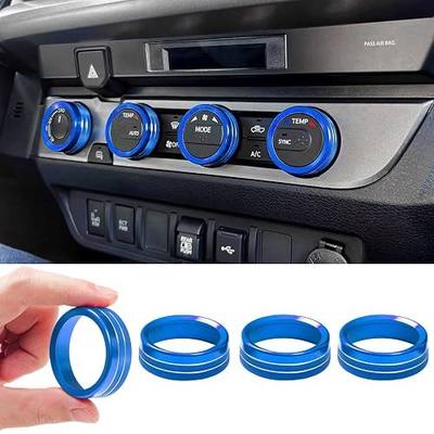 JKCOVER Interior Decorated Button Knob Covers Compatible with Toyota Tacoma 2016-2019 2020 2021 2022 2023, 4WD Temp Air Conditioner(Blue,4pcs)