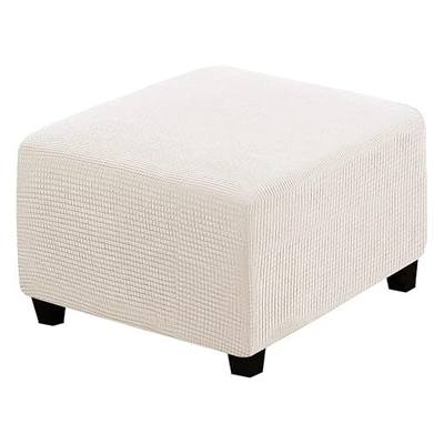 Square Jacquard Ottoman Covers Ottoman Slipcovers Folding Storage Stool Protector Elastic Bottom Stretch High Spandex Small Checks (Medium,Beige)