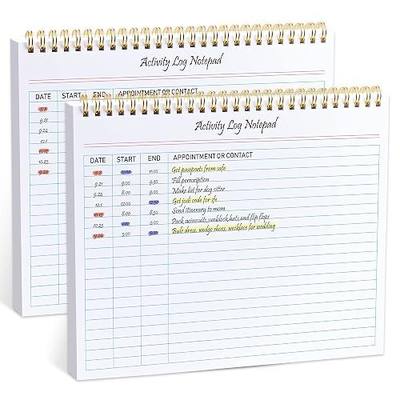 Activity Log Notepad, Spiral Activity Log Book for Business Work with Checklist, Organized Time Spending, Appointment or Contact. 8.5 x 11 Inch,Thick Paper, Hard Backing(2 pieces)