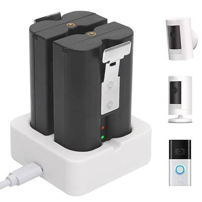 2-Pack 6040mAh Replacement Battery with Charger Station for Ring-Doorbell 2/3/4, Spotlight Camera & Stick Up Cam Indooor and Outdoor (2 Battery +White Charger)