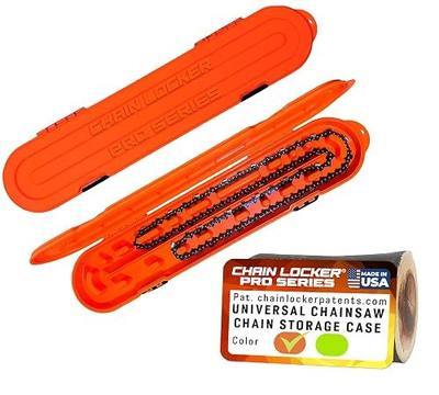 Chain Locker Pro Series - Universal Portable Saw Chain Storage Case, Double Row Design for Long Blades and Double Sided for Sharp and Dull, 2 Inches Tall, Made in USA - High-Vis Orange | OEM replacement, replaces Chain Locker 2202, for outdoor power equipment, 32 3/4 in Length, Color Orange, CHN-220