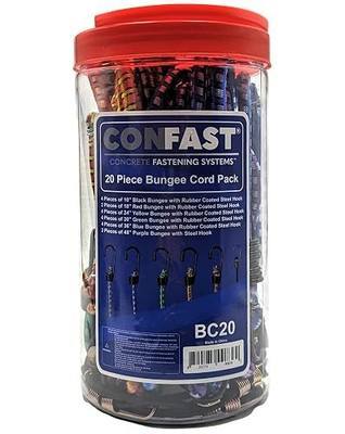 CONFAST 20 Piece Heavy Duty Bungee Cords with Hooks Variety Pack with Lengths 10", 18", 24", 30", 36", and 48"
