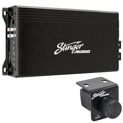 Stinger Audio MT20001 Compact Digital Class D Monoblock 2000W RMS Car Audio Subwoofer Amplifier with Remote Control Bass Knob, Bass Boost, HEXFET MOSFET, Low-Pass Crossover, Subsonic Filter
