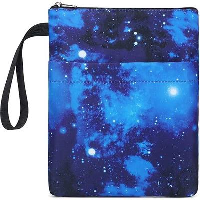 DSIUE Book Sleeve Book Covers Book Protector with Zipper Washable Fabric for Adult Book Lover Teacher Student,11.4 X 9 Inch (Galaxy Blue)