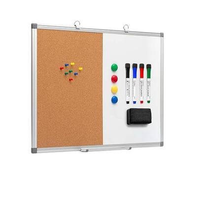 Comix Cork Board Magnetic Dry Erase Board Combo, 24 x 18 Inches Whiteboard and Bulletin Board Combination, Aluminum Frame Vision Board with 4 Dry Erase Markers, 4 Magnets, Eraser, Push Pins | Magnetic whiteboard & bulletin Board combo, contains 4 markers, 4 magnets, eraser and push pins