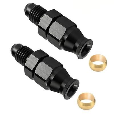EVIL ENERGY 6AN Male to 3/8" Hardline Compression Fitting Adapter Aluminum Black 2PCS