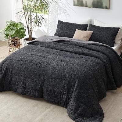 Bedsure Cooling Comforter Queen Size Charcoal Black, Reversible Comforter for Hot Sleepers & Night Sweats All Season, 3 Pieces, 1 Soft Comforter (88"x88") and 2 Pillow Cases (20"x26")