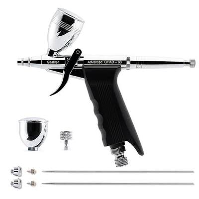 Gaahleri Airbrush Kit, Airbrush Gun Dual Action Gravity Feed Set, 0.38 & 0.5mm Needles, 1/2 & 1/4 OZ Fluid Cup, Multi-Purpose Air Brush Makeup Model Coloring Painting Nail Art Tattoo