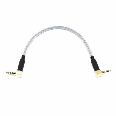 Angitu 3.5mm TRRS to TRRS Spring Coiled Cable for Split Mechanical Keyboard RODE Sc7 by VIDEOMIC GO Video Micro-Type Mics Audio Cord Angle Cables (90 trrs 25CM Black+White)