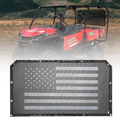 KEMIMOTO Back Dust Screen Compatible with Pioneer 1000 700 500 520 | Transparent View from Inside, Soft Rear Window Net, Sun Windshield Mesh with Old Glory Flag Print Accessories