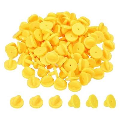 PATIKIL Rubber Pin Backs, 100 Pack Lapel Pin Backing Locking Pin Keepers Brooch Holder for Uniform Badge Hat Tie, Yellow