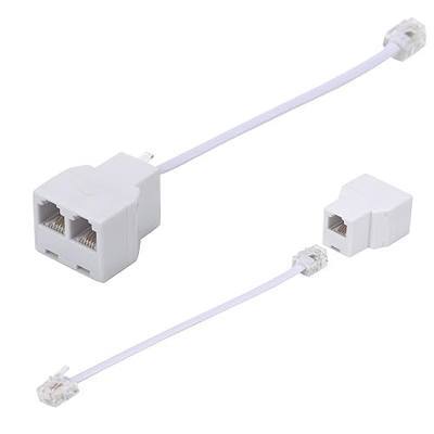 Phone Line Splitter,Telephone Splitter,with RJ11 6P4C Plugs,Suitable for Telephone,Fax Machine,White 2-Pack