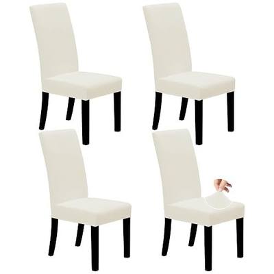 Easy-Going Dining Chair Covers Stretch Dining Room Chair Covers Set of 4, Parsons Chair Slipcovers for Dining Room, Ceremony, Banquet, Ivory