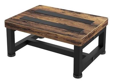 Wooden Step Stools for Adults Kids with Non-Slip Rubber Feet, Heavy Duty Stepping Stools with 500-LBS Capacity for Bedroom Kitchen Bathroom, Bed Steps for High Beds, Easy to Assemble, Rustic Brown