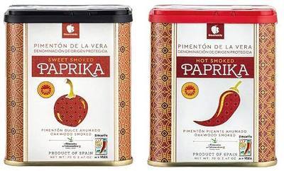 Gourmanity Spanish Sweet & Hot Smoked Paprika Powder Tin, Premium Oak Wood Smoked Paprika Seasoning for Adding Depth, Flavor and Color to Your Dishes, Kosher, Gluten Free, Pimenton Dulce Ahumado, 2.5 oz Twin Pack (Pack of 2)