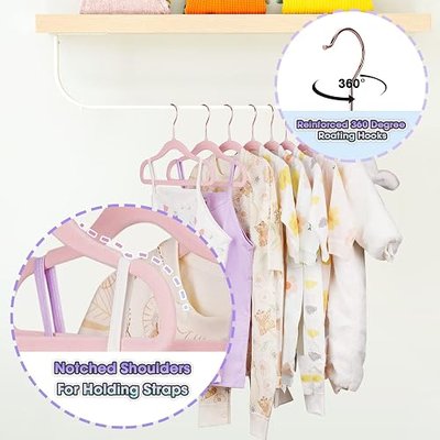 Baby Hangers Velvet 50 Pack-11.4 Inch,Baby Clothes Hangers Non Slip, Baby Hangers for Closet,Sturdy Infant/Toddler Hangers Pink Hangers