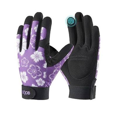 COOLJOB Small Gardening Work Gloves for Women Ladies, Thorn Proof for Rose Pruning, Cactus Handling, Blackberry Bush Planting, Puncture Resistant Anti-Slip Flexible 1 Pair S Floral Purple