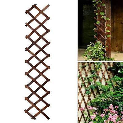 Expandable Garden Trellis, 13" x 68" Thickened Wooden Lattice Trellis for Climbing Plants Outdoor Ivy Vine Rose Clematis for Garden Fence Wall Patio Room Decor (1Pcs Brown)