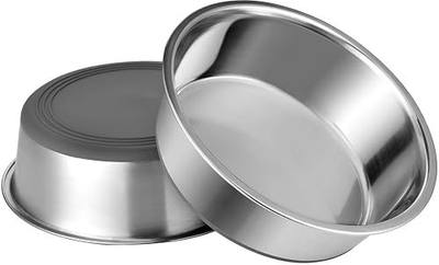 Stainless Steel Cat Bowls (Set of 2), Metal Pet Bowls with Rubber Bottom, Food & Water Dog Dish, Dishwasher Safe, Sturdy & Durable, 4 Cups, Ideal for Small Cats, Dogs