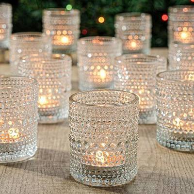 TRIRITE 24 Pack Votive Candle Holders, Clear Glass Tea Light Candle Holder | Thickened Glass 2x2.5 Inch Candle Holders, Reusable Durable Elegant Vintage Votives for Wedding Centerpieces Table Decor