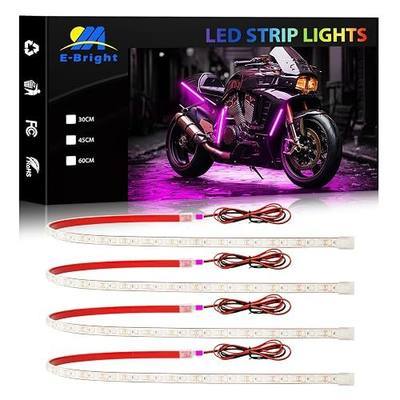 YM E-Bright IP68 Waterproof LED Strip Lights, 24in 72SMD 12V Purple 4 Pack | Cuttable Underglow strips suit compatible cars, motorcycles, boats, and golf carts for interior or exterior accent lighting.