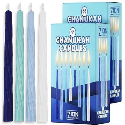 Zion Judaica Hanukkah Menorah Candles - 2 Pack of 44 Multi-Blue with Prayer Card - Spiral Style Quality Wax - Fits Most Menorahs - Enough for All 8 Nights