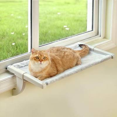 Zoratoo Windowsill Cat Perch, One-Step Sliding Adjustment Cat Hammock, XL | 26.8''x11.8'', Stable Metal Structure, Machine Washable, Two Fabrics Cover, No Suction Cups Pet Bed for Windowsill & Bedside