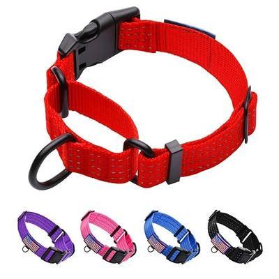 Martingale Collar for Training Dogs. Adjustable Reflective Collars with Buckle-USA Flag- NO Pull-Prevents Slipping Out, for Medium Large XL Dogs. Helps with Strong pullers (L, red)