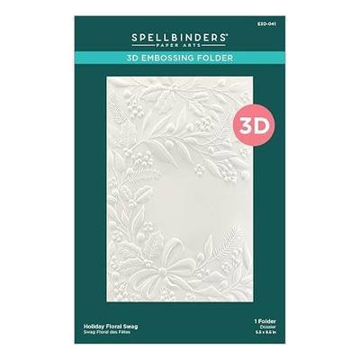 Spellbinders E3D-041 Holiday Floral Swag 3D Embossing Folder from the Christmas Collection