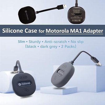 Silicone case for Motorola MA1 Wireless Android Car Adapter (2 Packs,Black) | Skidproof Cover Protect ma1 for anti-scratch slim Lightweight Holder with Adhesive Pad for Car & Truck