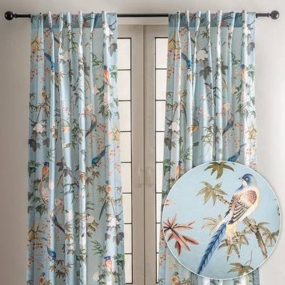 Maison d' Hermine Curtains for Living Room 100% Cotton 50"x84" (Pack of 2) | 84 inches long Light Filtering Curtains for Windows Bedroom with Rod and Loop Pockets - Hokuzai - Blue
