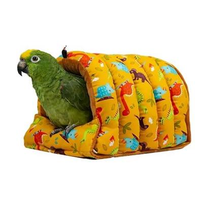 Parrot Warm House Bird Nest Winter Hanging Hammock Birds Sleeping Bed Parrot Hideway Bed Washable for Parrot Parakeet Cockatiels Budgies Lovebird (XL,Deep Yellow)