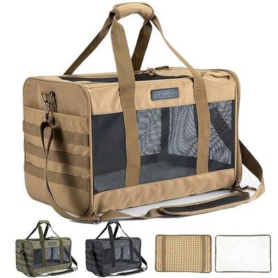 Cat Carrier,Pet Carrier,Cat Carriers for Medium Cats Under 25,Soft Puppy Travel Bag Carriers for Small Dogs Airline Approved (17.5 x 12 x 12 inches, Khaki 02)