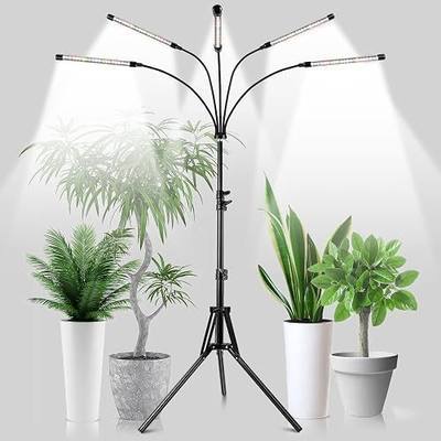 Garpsen Grow Lights for Indoor Plants, 5 Heads Grow Light with Tripod Stand | Full Spectrum,100PCS LEDs,3 Light Modes,6/12/16H Timer,5 Dimmable Levels,Flexible Gooseneck,15~63'' Height Adjustable