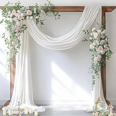 Wedding Arch Draping Fabric Sheer Chiffon Curtain Drape Wedding Party Decor | 1 Panel 29" x 19Ft Ivory 6 Yards for Outdoor Ceremony Birthday Baby Shower Holiday Home Decoration