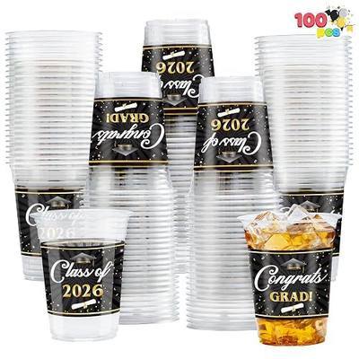 JOYIN 100 Pcs 16oz Graduation Cups Party Plastic Cups, Class of 2026 Graduates Disposable Tableware Set, PET Cup for High School College Graduation School Party Favors Supplies