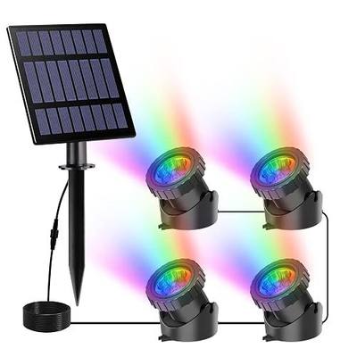 Solar Pond Lights,Super Bright RGB LED Underwater Spotlights Color Changing Submersible Pond Light IP68 Waterproof Fountain Lights for Fish Aquarium Tank Garden Yard Pool (4-in-1)