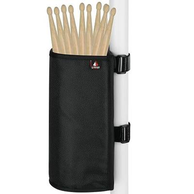 Drumstick Holder Drum Sticks Holder Bag for Drumsticks Brushes Mallets Up to 10 Pairs, Two Straps Attach to Drum Kit & Music Stand (Black)