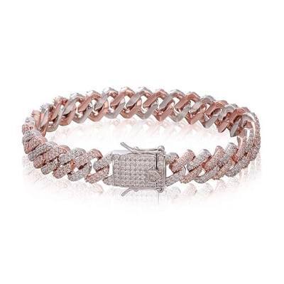 12mm Iced Out Cuban Link Chain or Bracelet for Men 14K Gold White Rose Gold Plated CZ Lab Diamond Chain Rapper Hip Hop Necklace Bling Luxury Jewelry for Men and Women with Gift Box