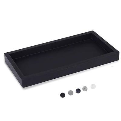 Silicone Bathroom Vanity Tray Dish Soap Holder Sink Organizer, Black | Small, Thickened Silicone, Easy to Clean, Waterproof, Non-Slip, for Countertop, Kitchen, Bedroom, Dresser