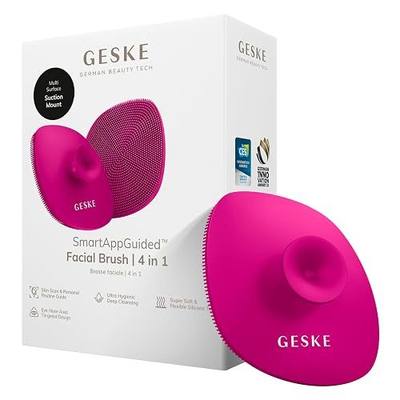 GESKE SmartAppGuided Facial Brush - 4 in 1 Professional Facial Cleansing Brush with Soft Silicone Bristles - Gentle Routine Skincare
