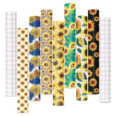 Tintnut Sunflower Permanent Vinyl 12x10in 7 Sheets Permanent Adhesive Vinyl | Sunny floral,easycut & weed, stretchy & washable, waterproof, indoor & outdoor application,for mother's day crafts DIY
