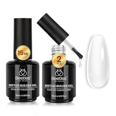 Beetles Builder Gel for Nails, 2 Pcs 8 in 1 Clear Building Gel for Instant Apex, Strengthening & Extension, Beginner Friendly DIY Salon at Home, Gifts for Women, UV & LED Lamp Cured Needed