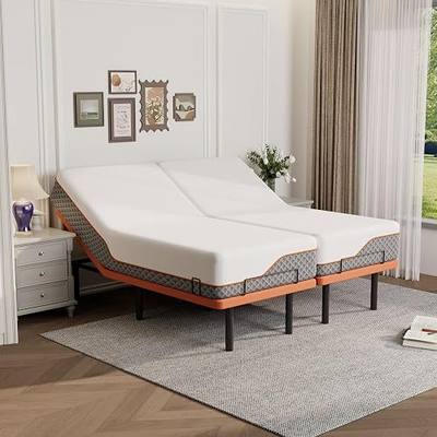 ESHINE Split King Adjustable Bed Frame with 12" Mattress, Wireless Remote | Memory Foam Hybrid Mattress(Medium), Zero Gravity, 5 Minutes Installation, APP Control, Head and Foot Incline, 2000 Series