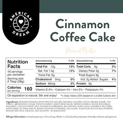 American Dream Nut Butter – Gluten-Free Cinnamon Coffee Cake Peanut Butter