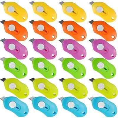 TIHOOD 24PCS Mini Retractable Utility Knife Box Cutter Letter Opener, Random Color