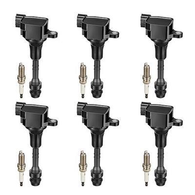 BDFHYK Ignition Coil Pack UF401 & Iridium Spark Plugs 4469 Compatible with INFINITI FX35 03-08 G35 03-07 M35 06-08 Nissan 350Z 03-06 Nissan Oem Coil Pack 3.5L V6 Coil for C1439 22448-AL615 Set of 6