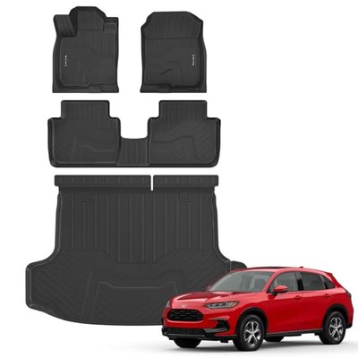 Floor Mats & Cargo Liner for 2023-2025 2026 Honda HR-V All Weather Protection TPE Rubber Floor Liners & Trunk Mat for Honda HRV 2026 Accessories, Odorless Anti-Slip, Black