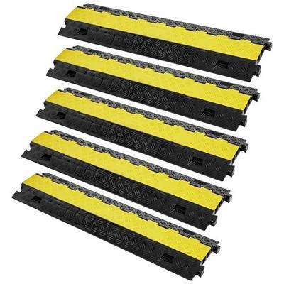VEVOR 5 PCs TPU Cable Protector Ramp - Heavy Duty 2-Channel Speed Bumps for Road, Odor-Free Eco-Friendly TPU with TPR Cover, for Driveway, Hose, Floor Cord Cover, 22,000 lbs/Axle Capacity